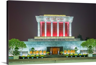 Ho Chi Minh Mausoleum On Ba Dinh Square At Night, Hanoi, Vietnam