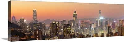 Hong Kong Island Skyline At Sunset, Hong Kong