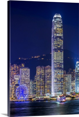 Hong Kong Skyline, IFC Tower And Skyscrapers On Hong Kong Island At Night, China