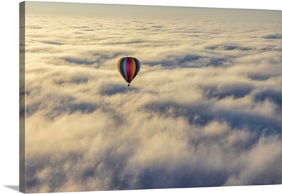 Hot Air Balloon Above Low Cloud, Yarra Valley, Victoria, Australia