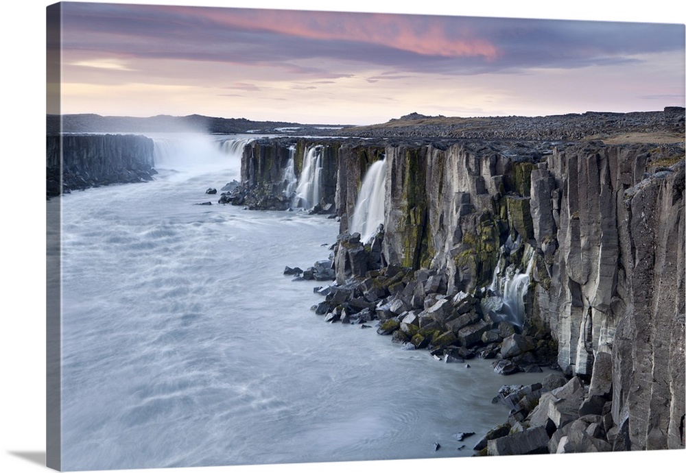 Iceland , Northeast Iceland , Selfoss waterfall at sunrise