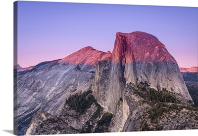 Idyllic View Of Half Dome Granite Rock Formation At Yosemite National Park During Sunset