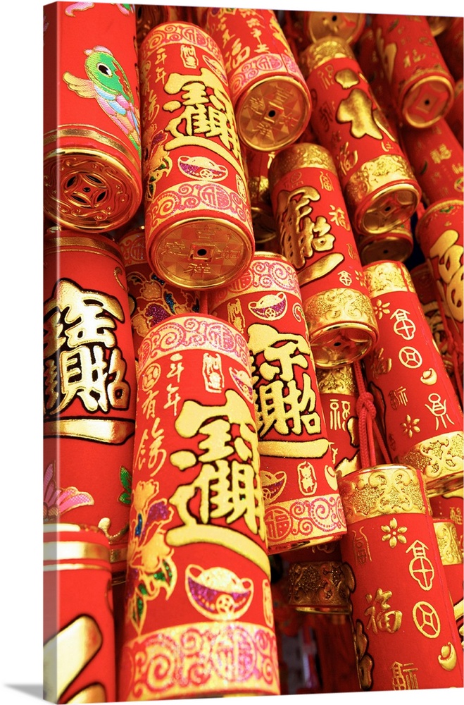 Imitation Fire Crackers Used As Chinese New Year Decorations, Hong Kong, Special Administrative Region Of The People's Rep...