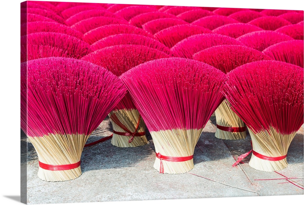 Incense sticks drying in the sun, Hung Yen province, Vietnam.