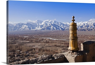 India, Ladakh, Thiksey, View of the Indus Valley from Thiksey Monastery