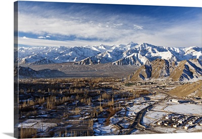 India, Looking south out over Leh, capital of Ladakh, towards the Zanskar Range