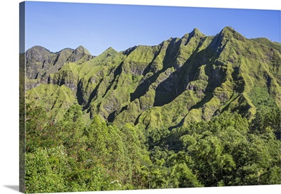 Indonesia, Flores Island, Bena, Rugged mountains in Ngada District