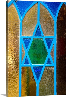 Israel, Upper Galilee, Tsfat, Synagogue Quarter, Star of David on door