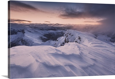 Italy, Belluno, Cortina d' Ampezzo, Dolomites. Winter sunset from Piccolo Lagazuoi