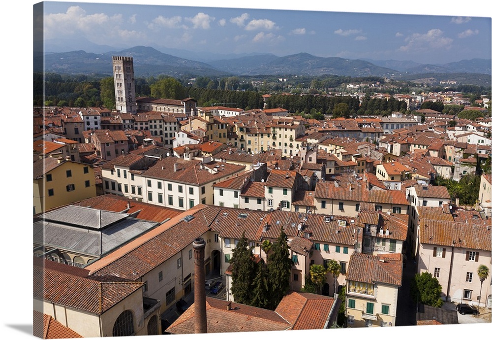 Italy, Lucca. A view over the city.