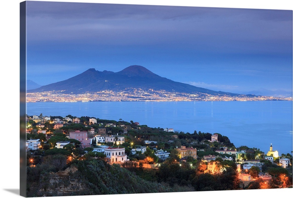 Italy Naples view of Naples Posillipo town and Mt Vesuvius Wall Art