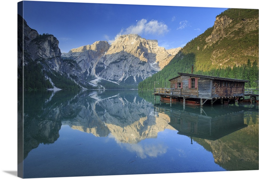 Italy, South Tyrol, Bolzano, Braies Lake.
