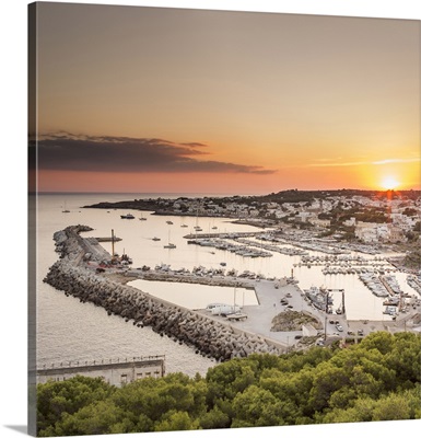 Italy, the town and its harbour from the Santa Maria di Leuca Sanctuary
