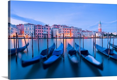 Italy, Veneto, Venice. Gondolas at dusk