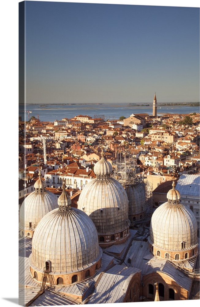 Italy, Veneto, Venice. Overview of the city with San Marco Cathedral Cupolas. UNESCO.