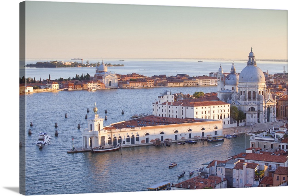 Italy, Veneto, Venice. The Church of Santa Maria della Salute and the Punta della Dogana. UNESCO.