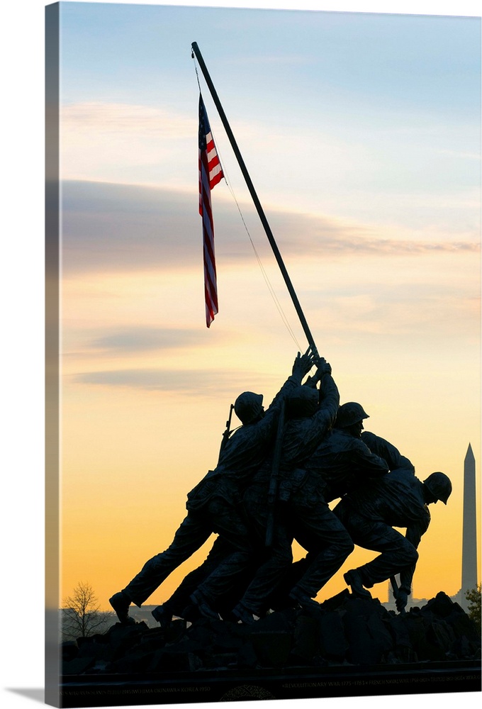 Time lapse of the Statue of Iwo Jima U S Marine Corps Memorial at Arlington National Cemetery, Washington DC, USA.