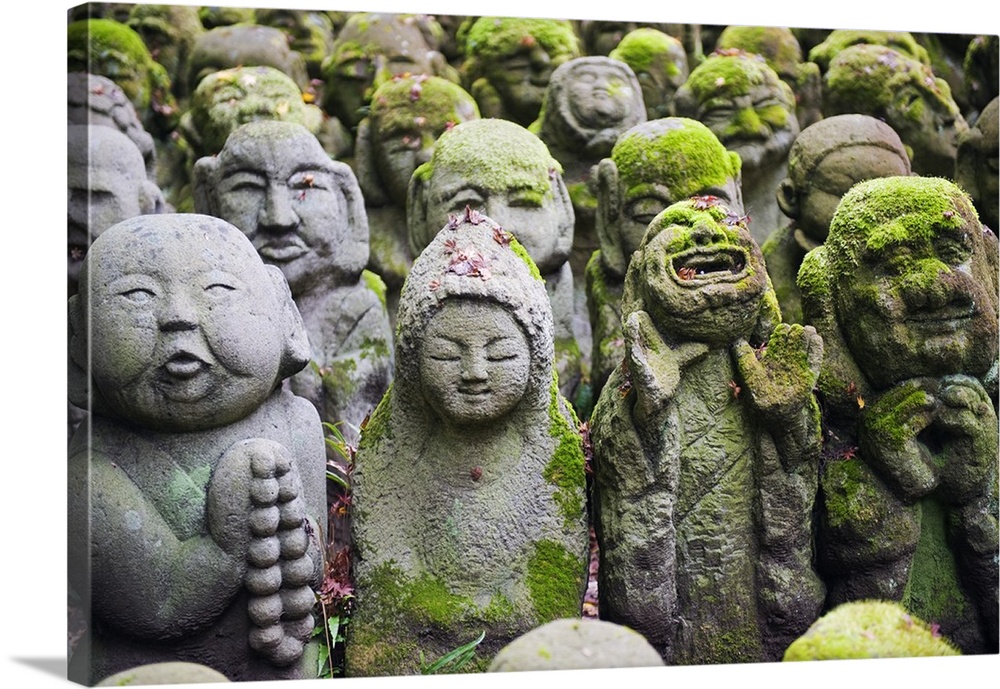 Asia, Japan. Kyoto, Sagano, Arashiyama, Otagi Nenbutsu dera temple, stone images.