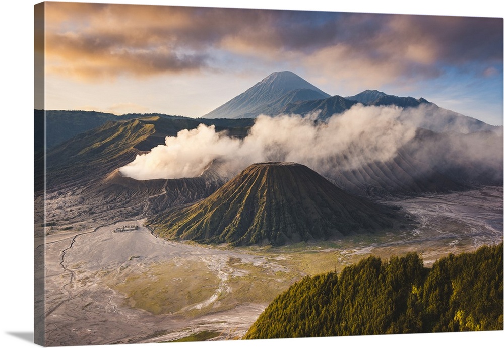 Java, Indonesia, South East Asia. High angle view of Mount Bromo at sunrise.