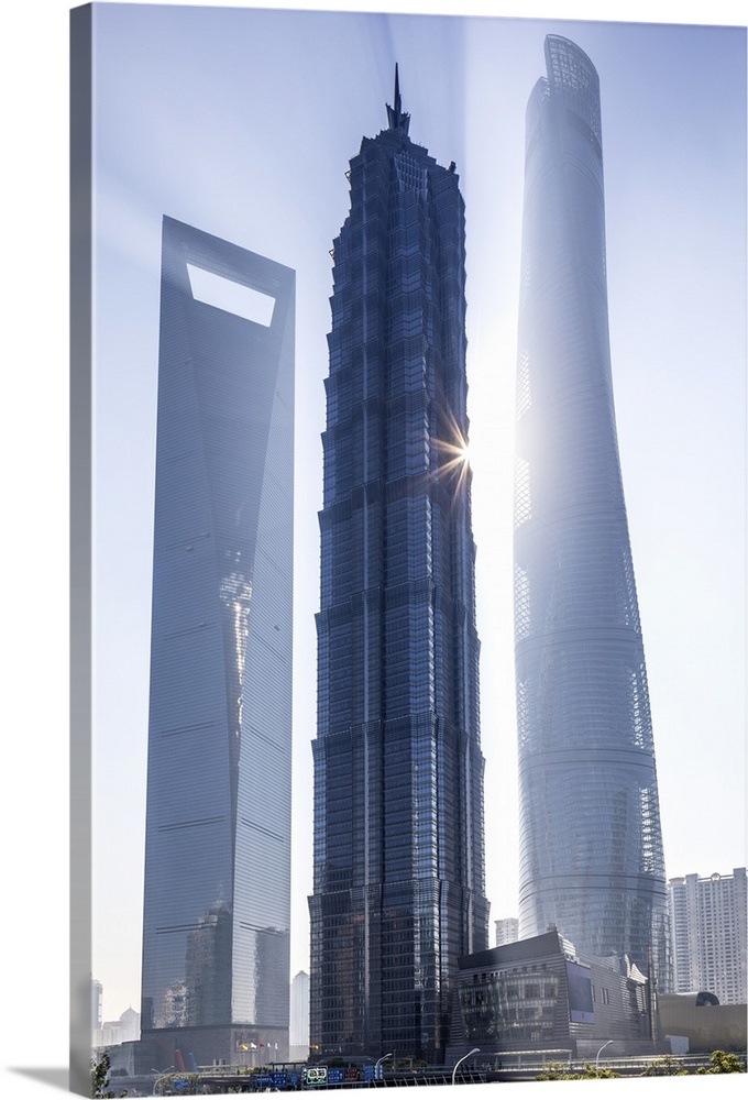 Jinmao Tower, Shanghai World Financial Center and Shanghai Tower, Pudong, Shanghai Tower, Shanghai, China.