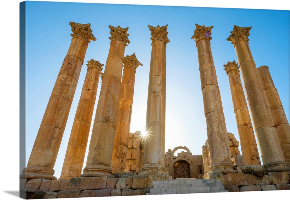 Jordan, Jerash Governorate, Jerash, Columns In The Ancient Roman City Of Gerasa.