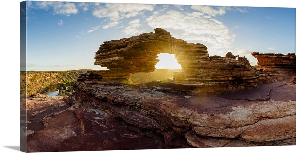 Kalbarri National Park, Kalbarri, Western Australia, Australia. Panoramic view of the popular Nature's Window lookout and ...