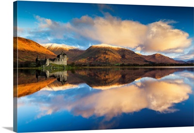 Kilchurne Castle Reflecting In Loch Awe, Argyll And Bute, Scotland