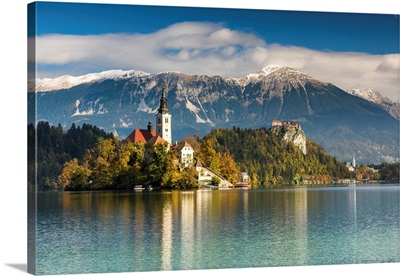 Lake Bled With Assumption Of Mary's Pilgrimage Church, Slovenia, Europe