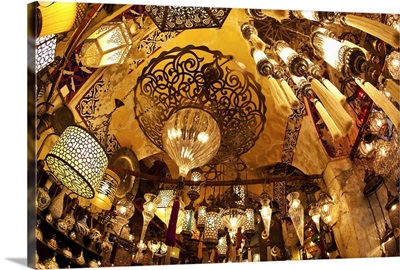 Lamps and lanterns in shop in the Grand Bazaar, Istanbul, Turkey