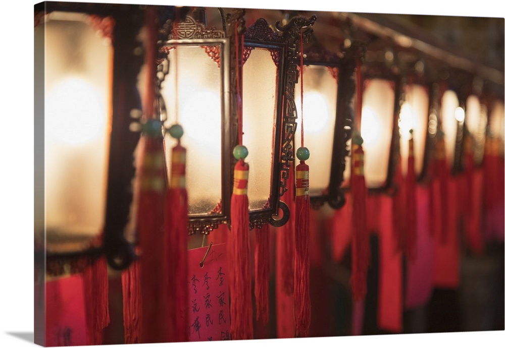 Lanterns at Man Mo Temple, Sheung Wan, Hong Kong Island, Hong Kong, China.