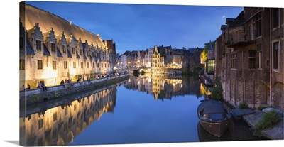 Leie Canal at dusk, Ghent, Flanders, Belgium