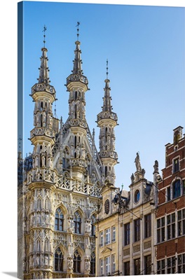 Leuven Stadhuis and Flemish buildings on Grote Markt, Flanders, Belgium