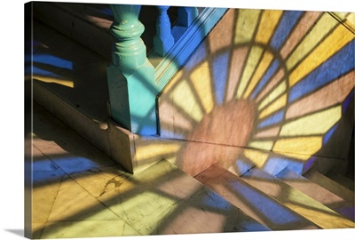 Light falling through stained glass window, in a Casa in Habana Vieja, Havana, Cuba