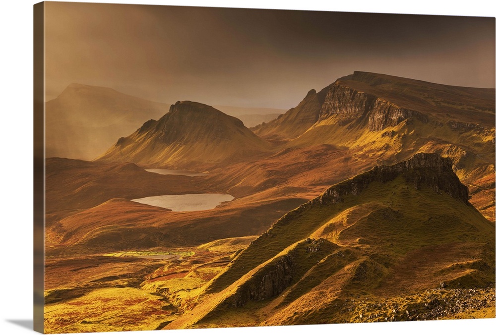 Spectacular light over the Trotternish Range from the Quiraing in the Isle of Skye, Scotland. Winter (November)