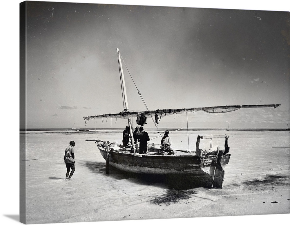 Local fishermen preparing their dhow for a fishing trip out at sea, Mkokotini, Zanzibar, Tanzania
