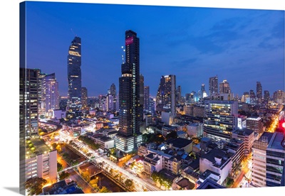 Mahanakhon Tower (By Ole Scheeren) And Silom Skyline, Bangkok, Thailand