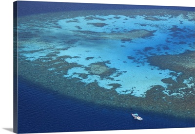 Maldives, South Ari Atoll, Aerial View of the chains of atolls