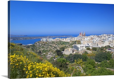 Maltese Islands, Malta, The village of Melllieha overlooking the sea
