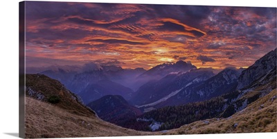 Mangart Pass At Sunset, Triglav National Park, Julian Alps, Slovenia