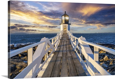 Marshall Point Lighthouse At Sunrise, Port Clyde, Maine, New England, USA