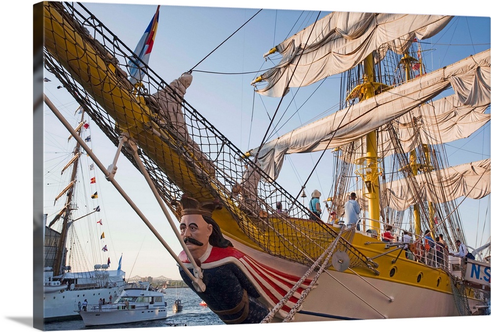 USA,Massachusetts, Boston, Sail Boston Tall Ships Festival,.Romanian tall ship, Mircea, figurehead