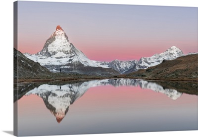 Matterhorn With Reflection In The Water Of Riffelsee Lake, Switzerland