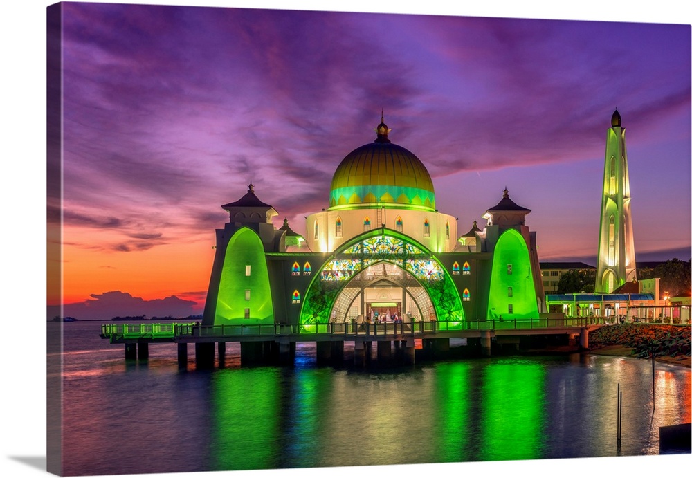 Melaka straits mosque, Malacca city, Malaysia.