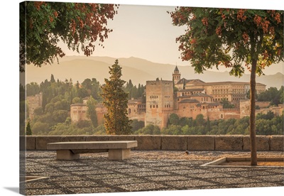 Mirador De San Nicolas With The Alhambra In The Background, Granada, Andalusia, Spain