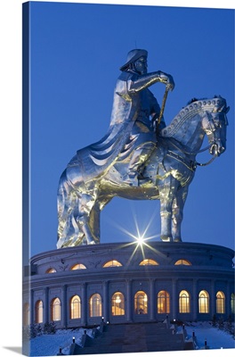 Mongolia, Tov Province, Tsonjin Boldog statue of Genghis Khan on horseback
