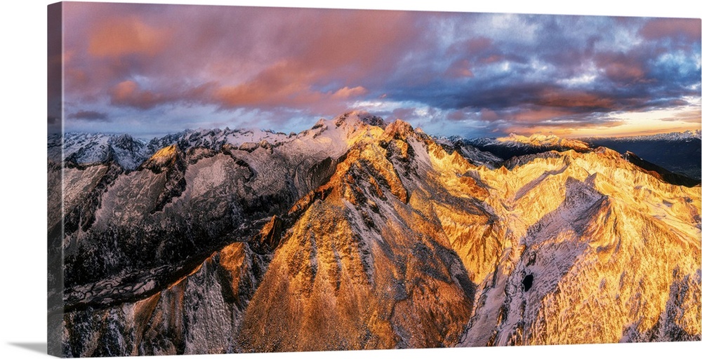 Rhaetian Alps, Monte Disgrazia and Valmasino covered with snow in autumn, Lombardy, Italy