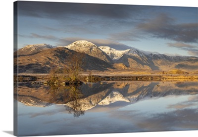 Mountain Reflections In Lochan na h-Achlaise On Rannoch Moor, Scotland