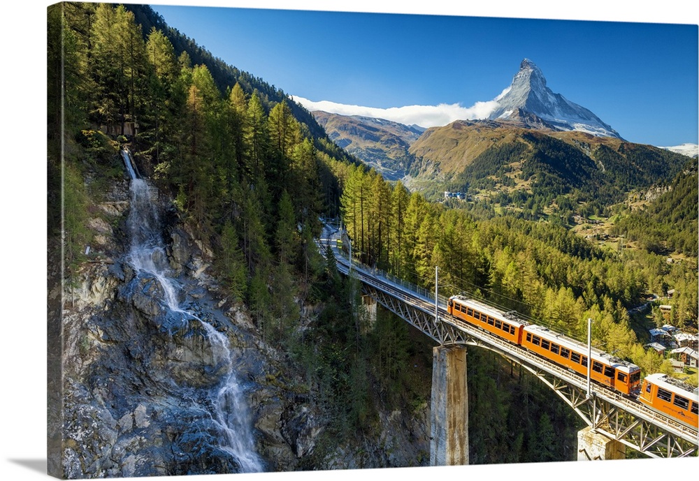 Mountain Train & Matterhorn, Zermatt, Valais Region, Switzerland.