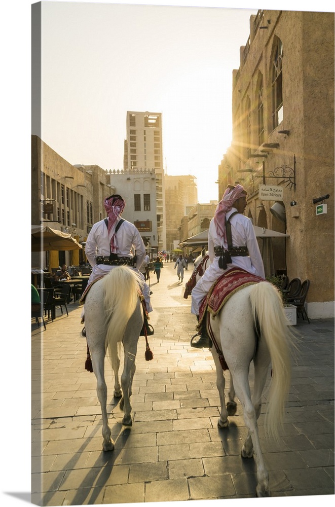 Mounted police on horses, Souq Waqif, Doha, Qatar.