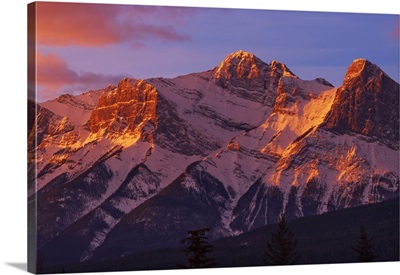 Mt. Rundle At Sunset, Banff National Park, Alberta, Canada